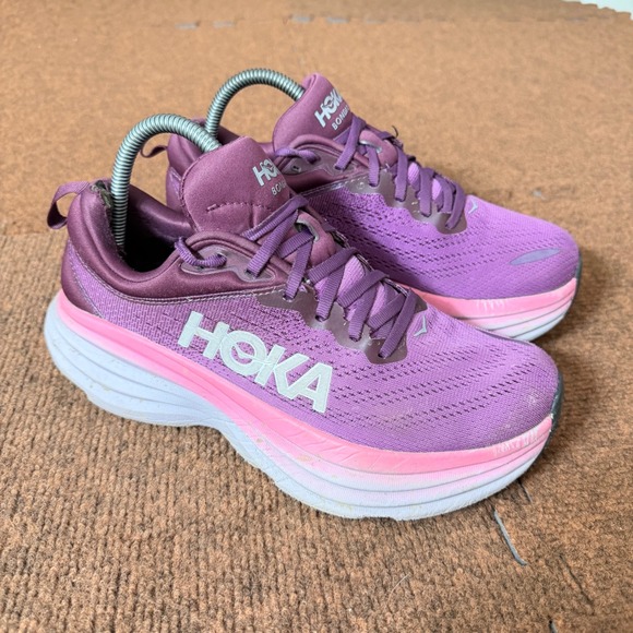 Hoka Shoes - D+ shoe gym Hoka Bondi 8 Womens Running Shoes Purple Pink Road Sneakers 1127952